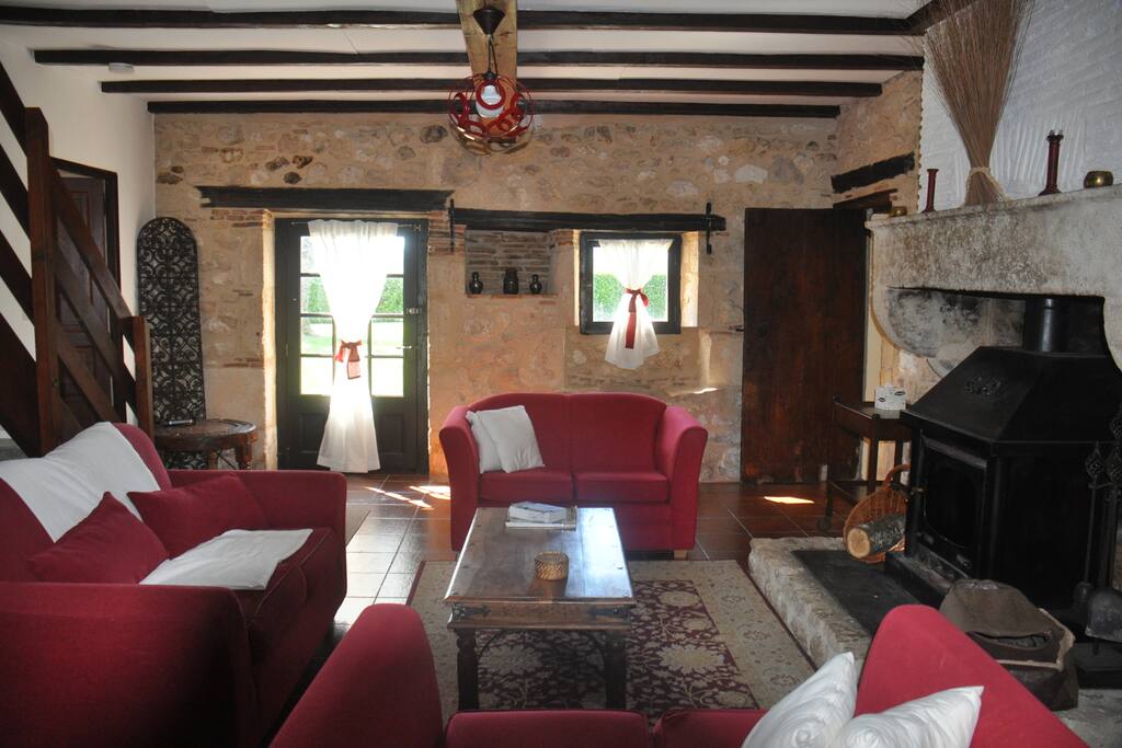 Rose Cottage Living room with wood burner