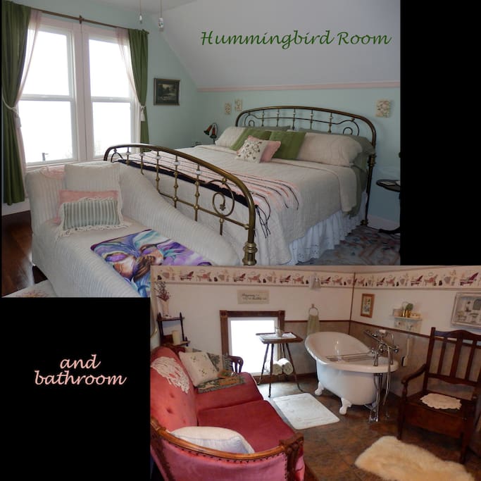 Hummingbird Room has a king size bed and views of the river