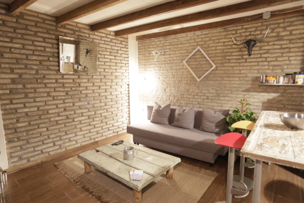 Living room and kitchen