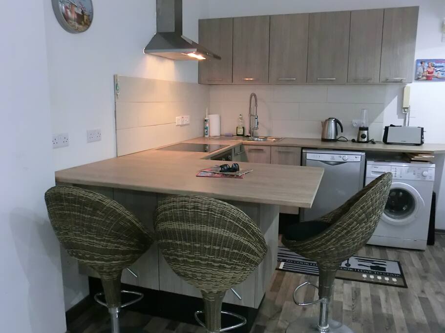 The recently refurbished modern kitchen.