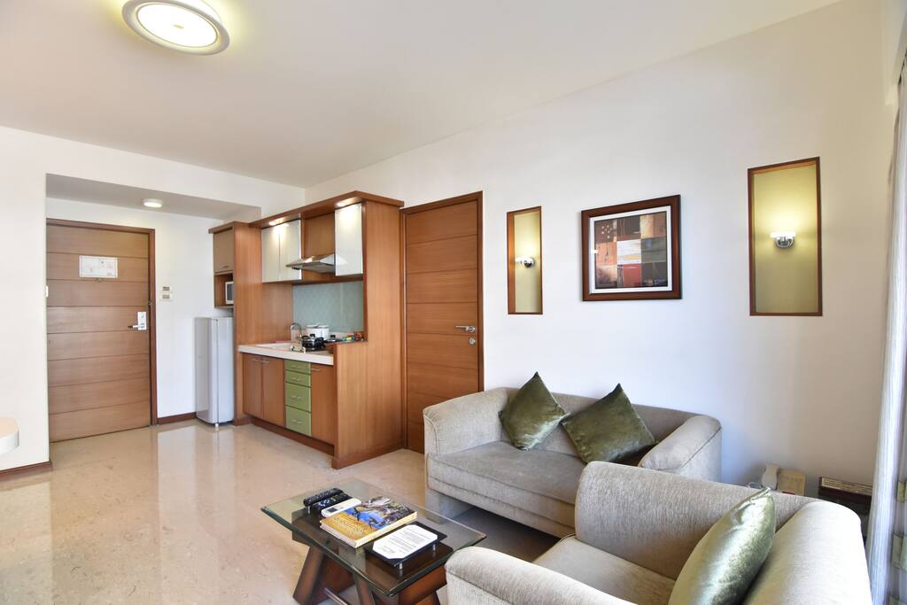 Seating area with kitchen