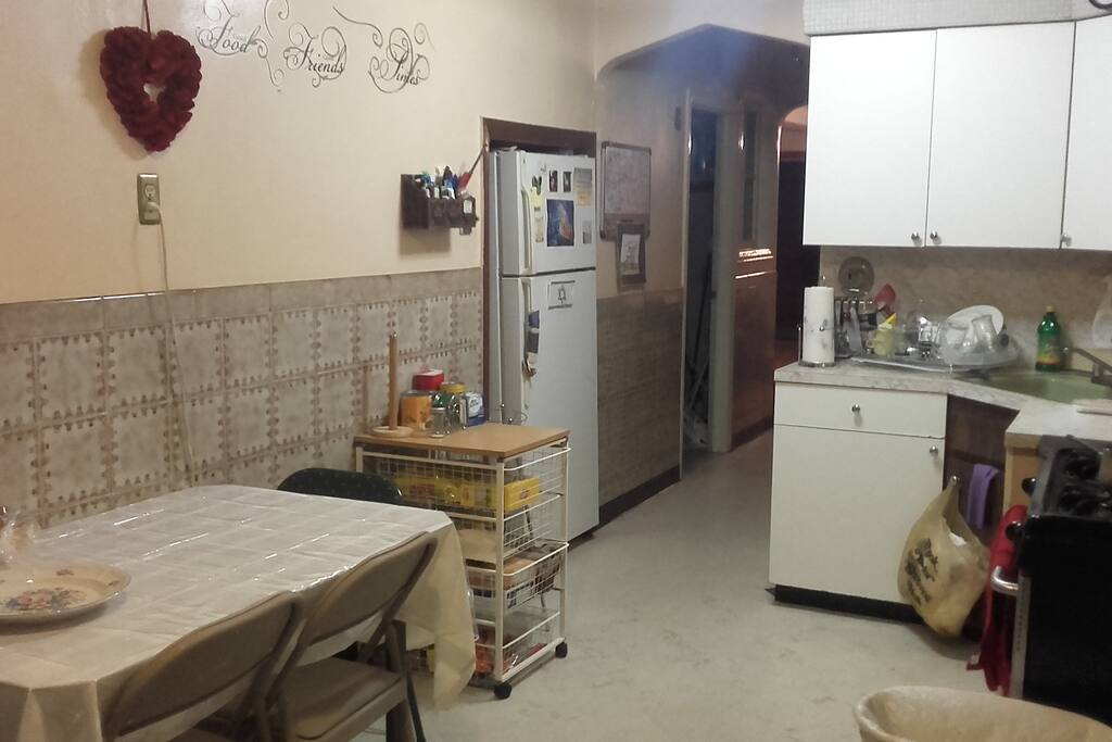 The kitchen - you will have a cupboard and section of the refrigerator available to you.
