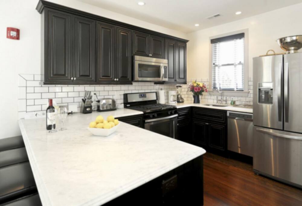 Everything you need to make a delicious meal or snack is in the kitchen.