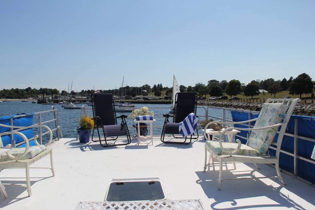 Lounge chairs to soak up some sun after a refreshing swim in the salt water