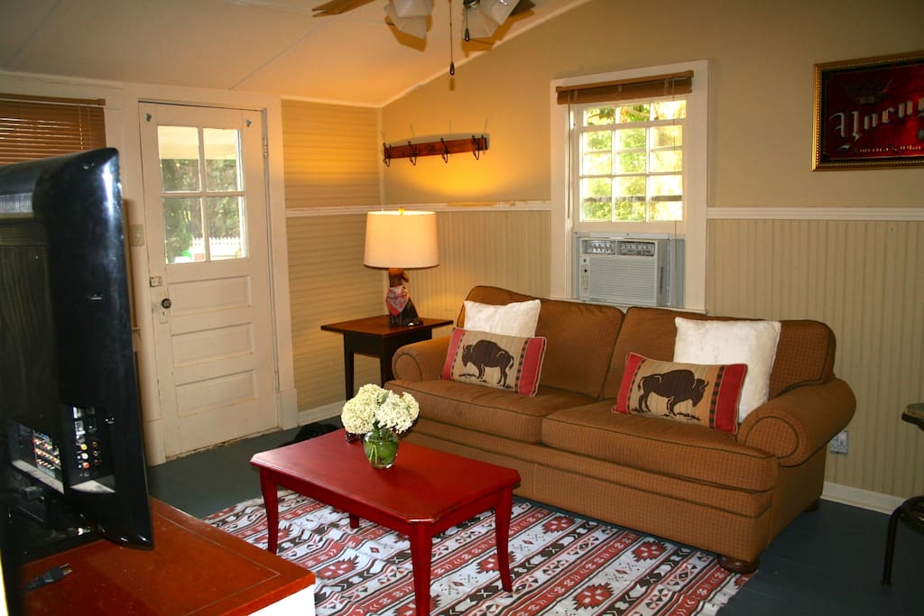 Living room with large TV