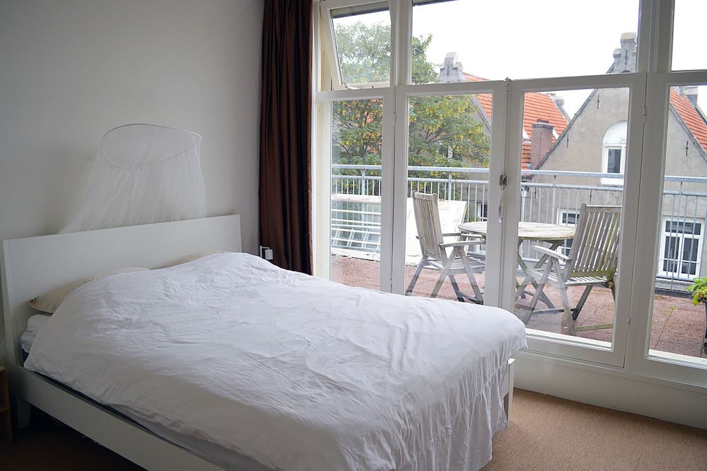 From the master bedroom you've got access to the balcony