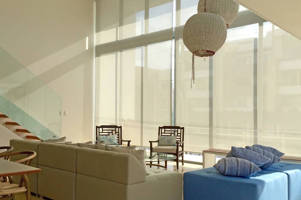 double height living room area
