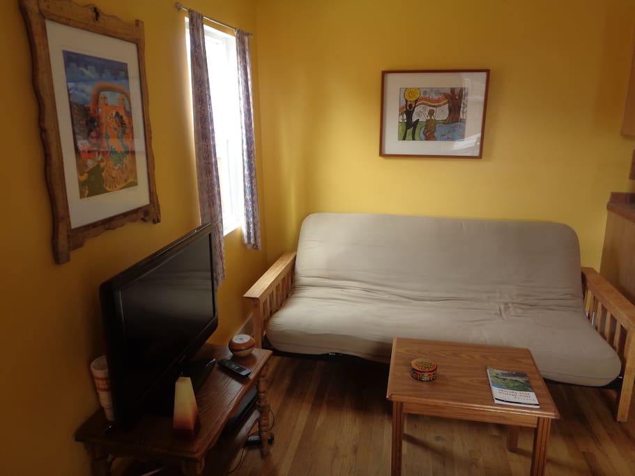 Futon for extra guest.