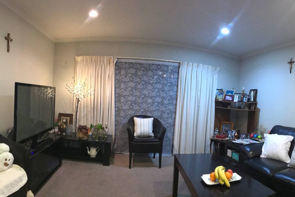 Living Room with TV Couch and nice cushion