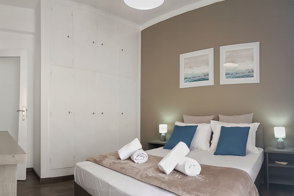 1st Bedroom: One Double bed (160x200), Air-Condition, Bedroom textiles, Wardrobe, Bedside tables