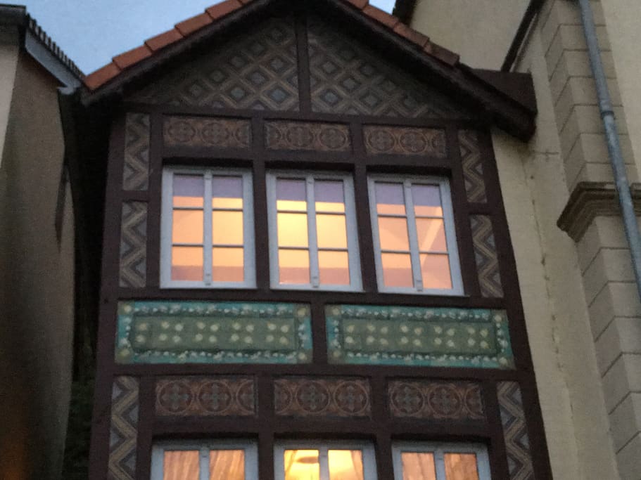 Tudor house with listed facade made of tiles