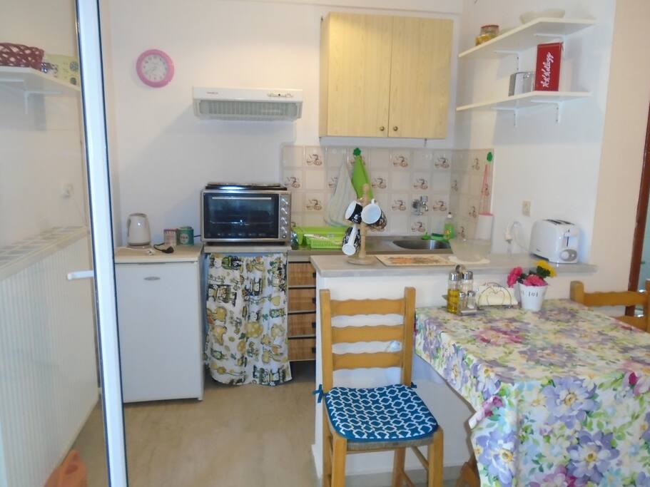 Kitchen and dining table.