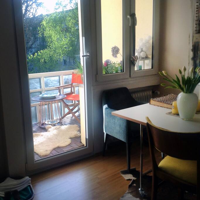 Balcony with garden views