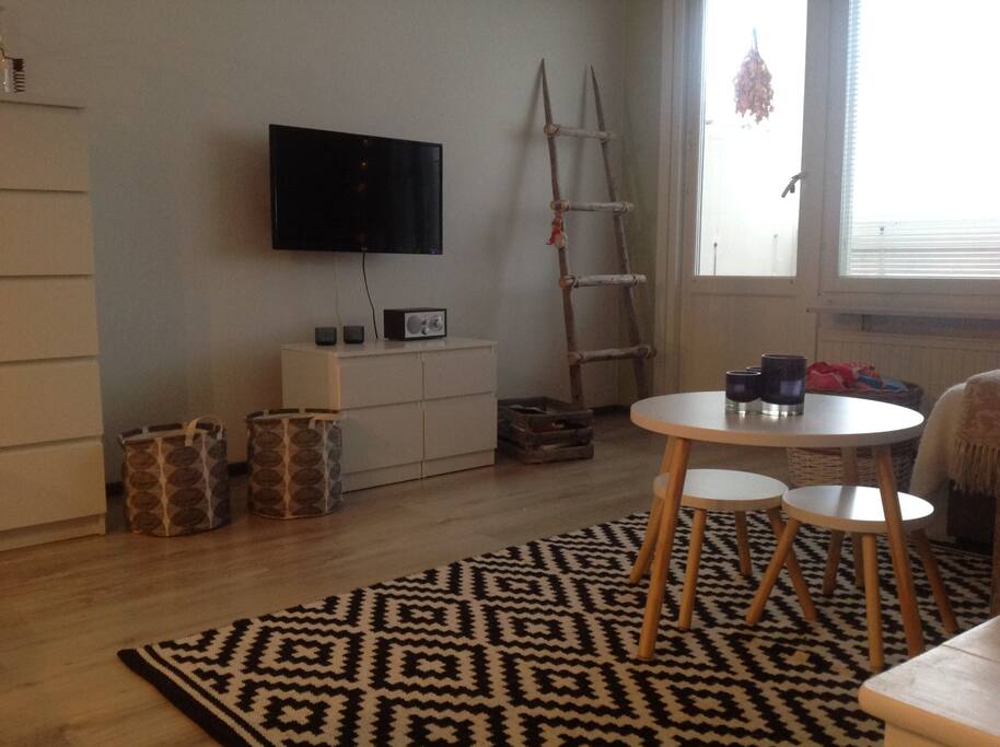Kids friendly livingroom. Lot of toys, puzzles, books, paper and pen`s etc.