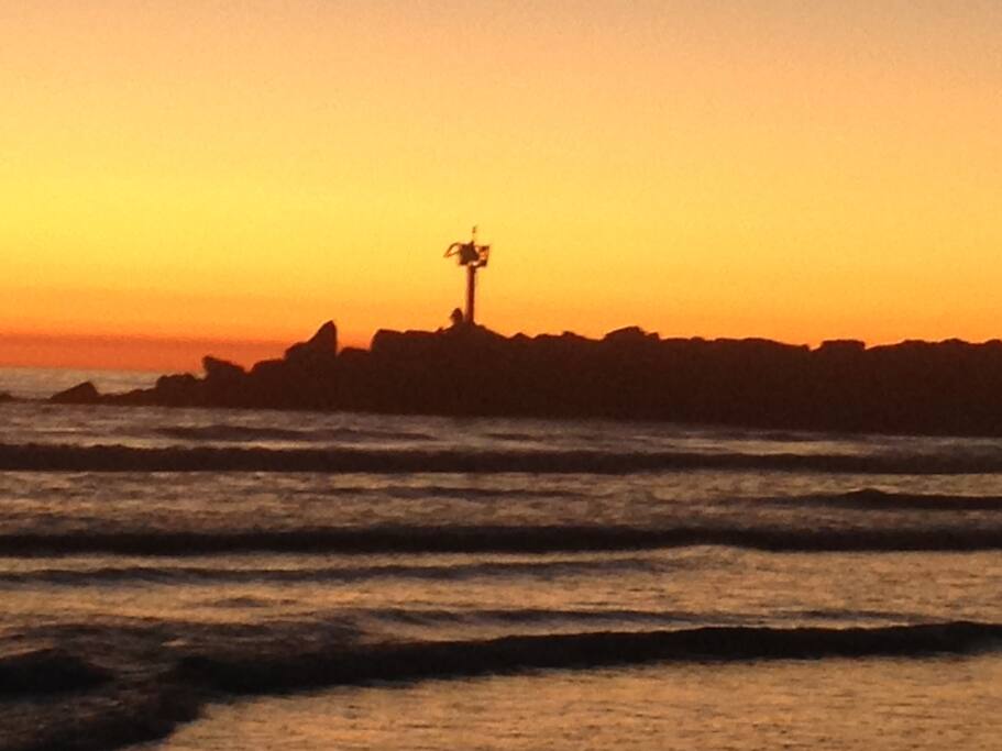Sunset at Oceanside Harbor beach near our house.