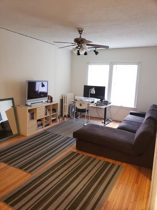 Living Room: TV, workstation