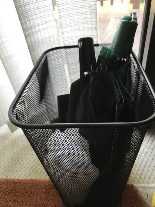 Get caught unprepared? We even have umbrellas and booties at the entryway