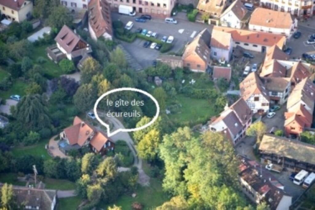 vue aérienne de gîte