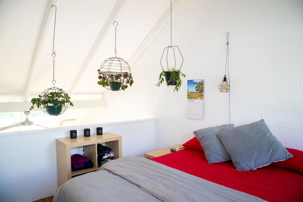 Open Loft Bedroom with Hanging Plants