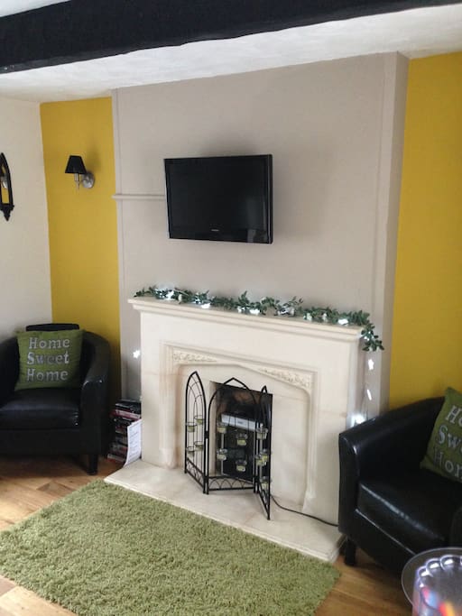 Fireplace in the Living Room. TV DVD player. Fast virgin broadband too