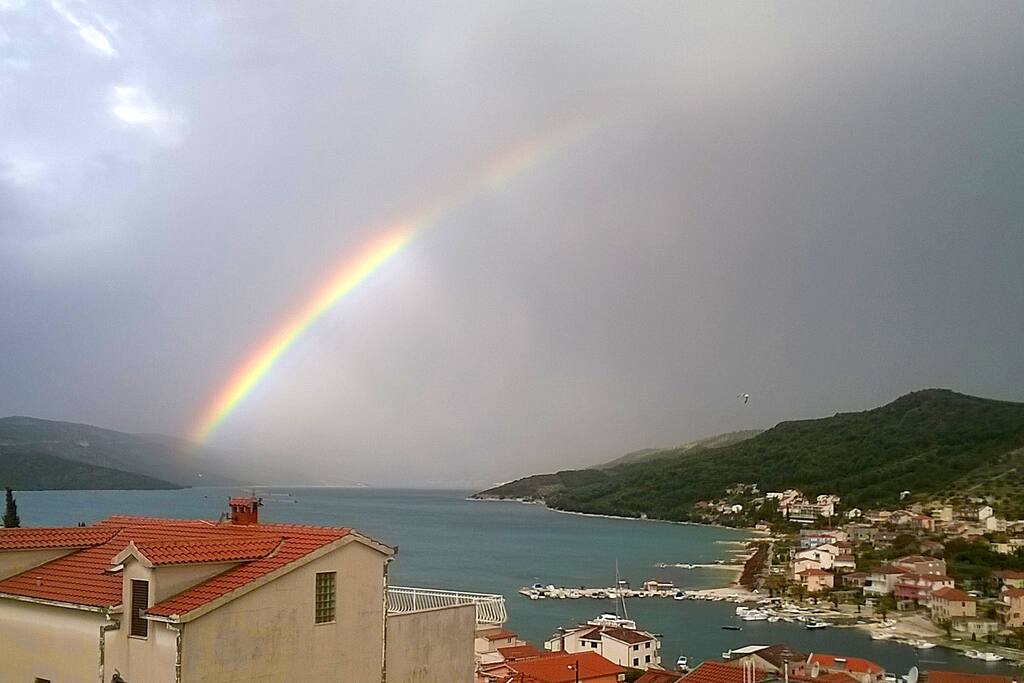 View from balcony with rainbow