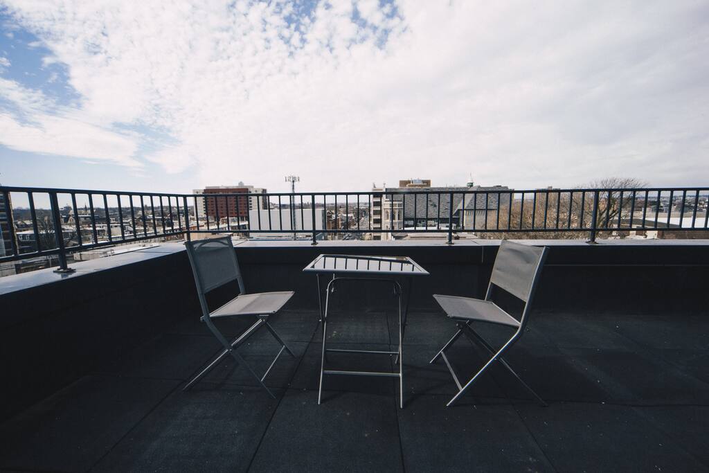 Balcony facing West Philadelphia and Chestnut St