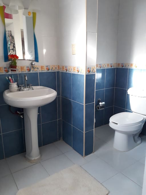 El baño es amplio con vestidor y Agua caliente.