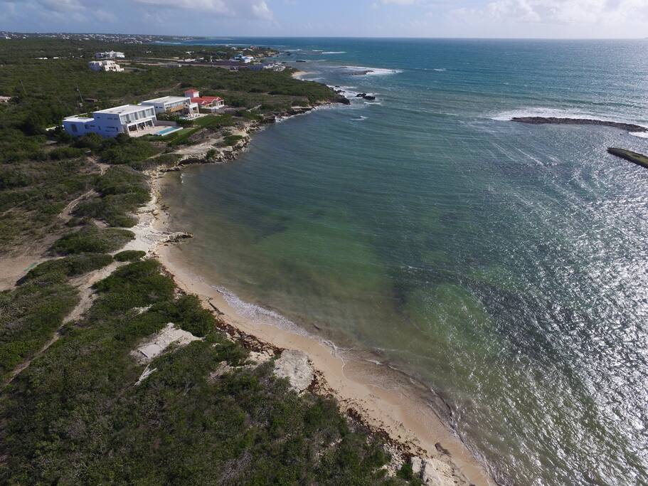 Stretch of secluded beach is just down a footpath next to the villa.