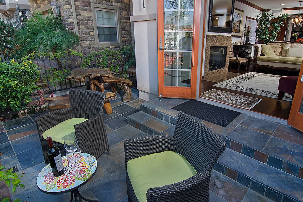 Front patio... wine, people watching... cool breezes...