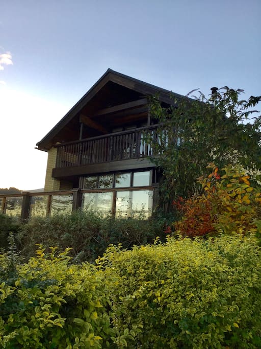 The front of the lodge, facing the loch.