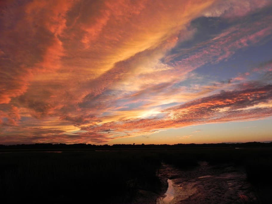Stellar sunset in front of the house.