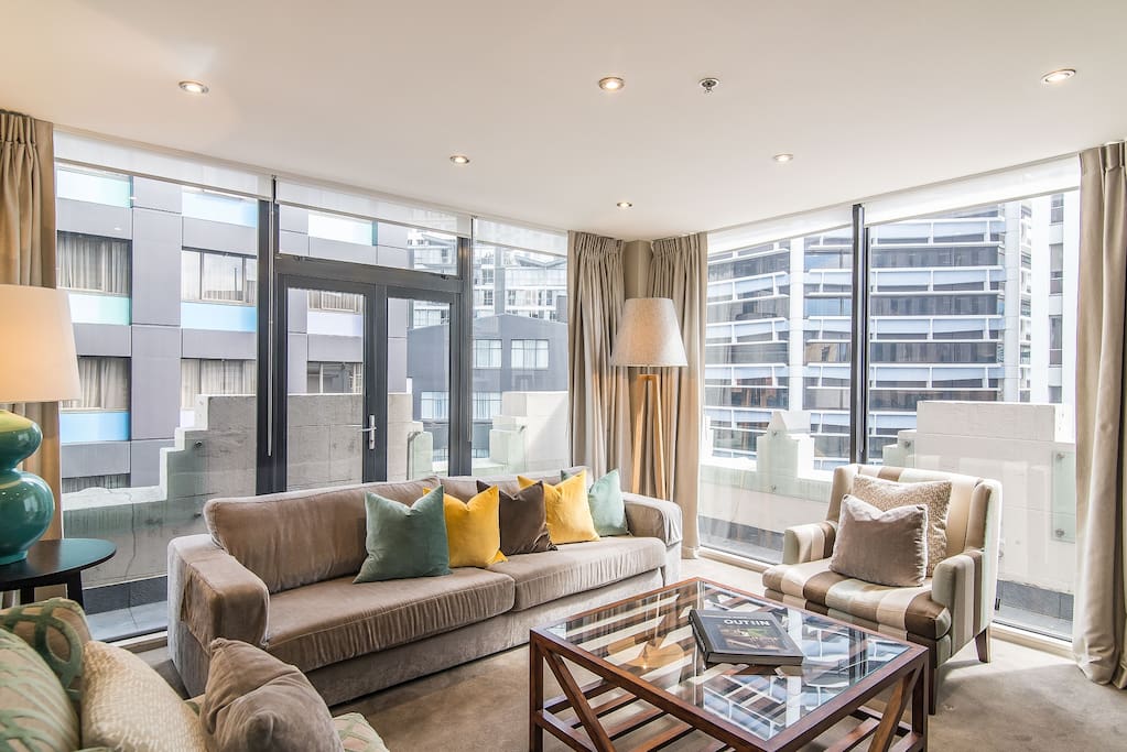 Living area with luxury designer furnishings