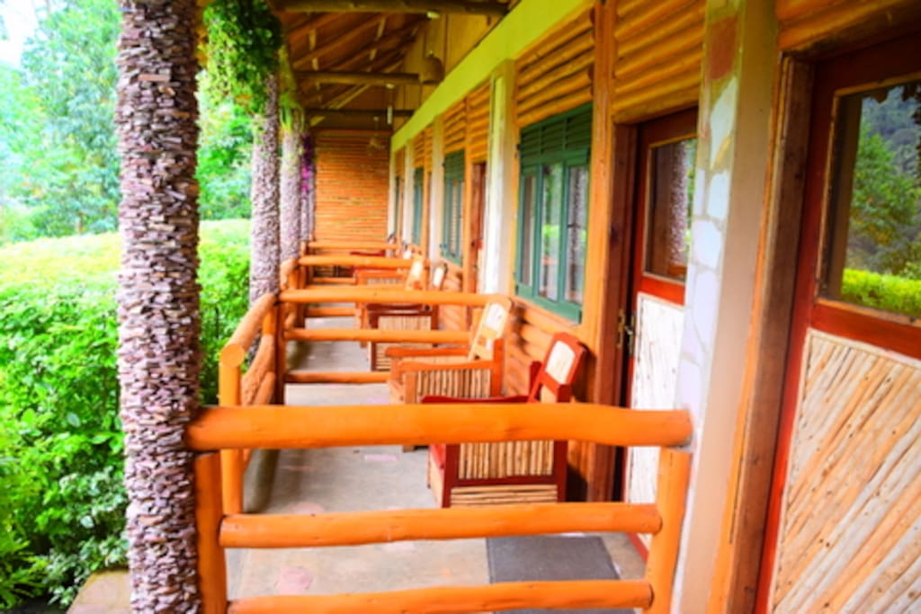 Each guestroom has its own little verandah with spectacular views of the forest
