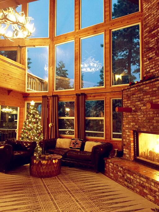 Decorated for Christmas in December.