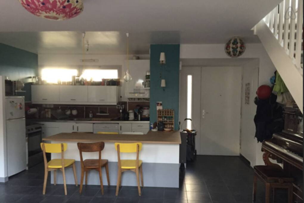 You have access to our kitchen, living room, etc.