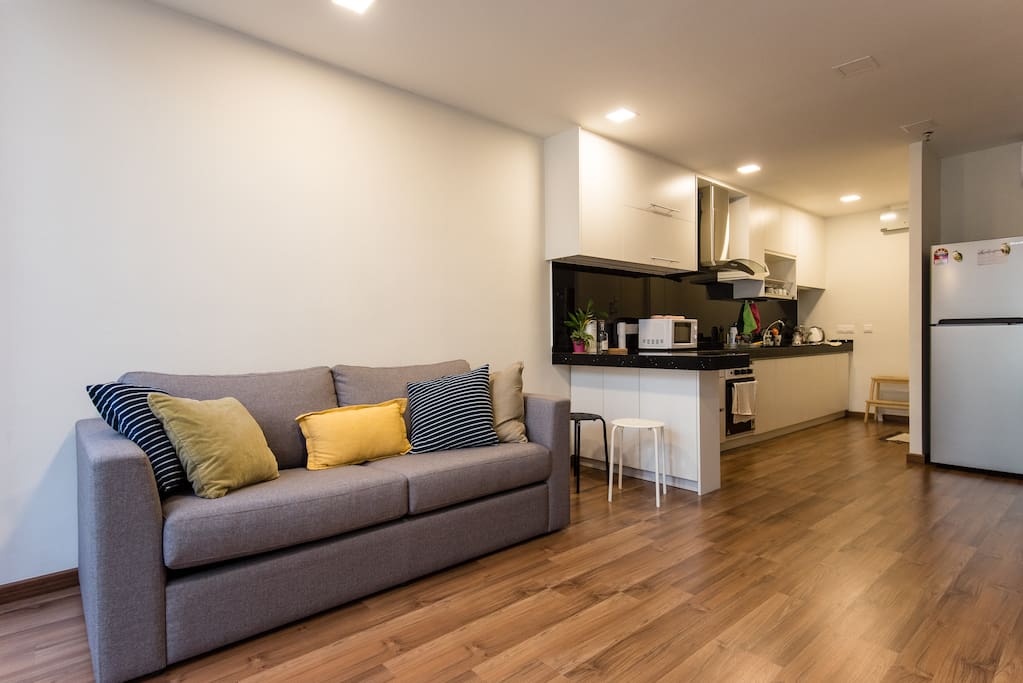 Living room and kitchen