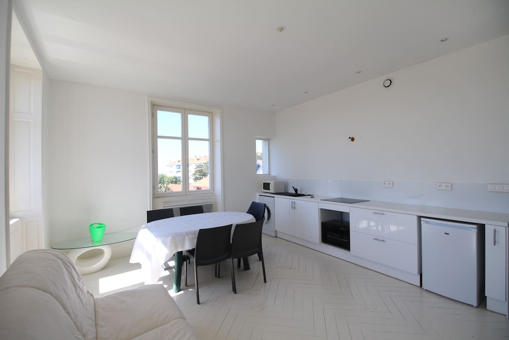 Living room + kitchen / Salle de sejour + cuisine
