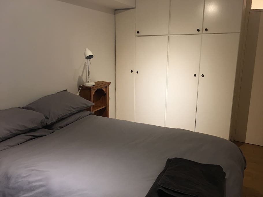 Double bed and built in wardrobes