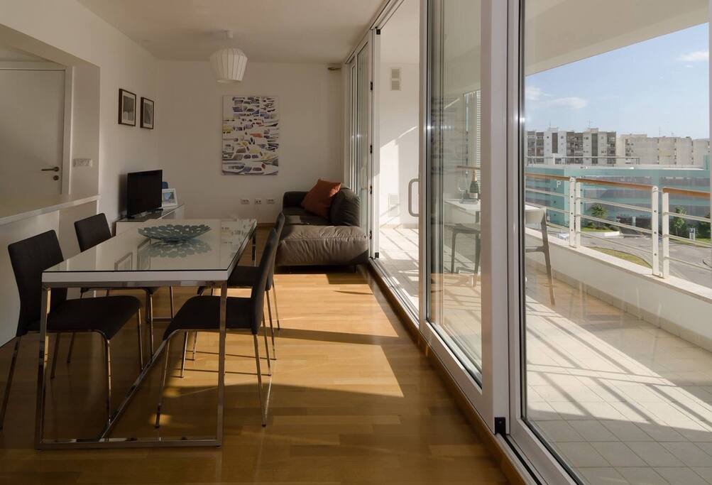 Spacious lounge and balcony