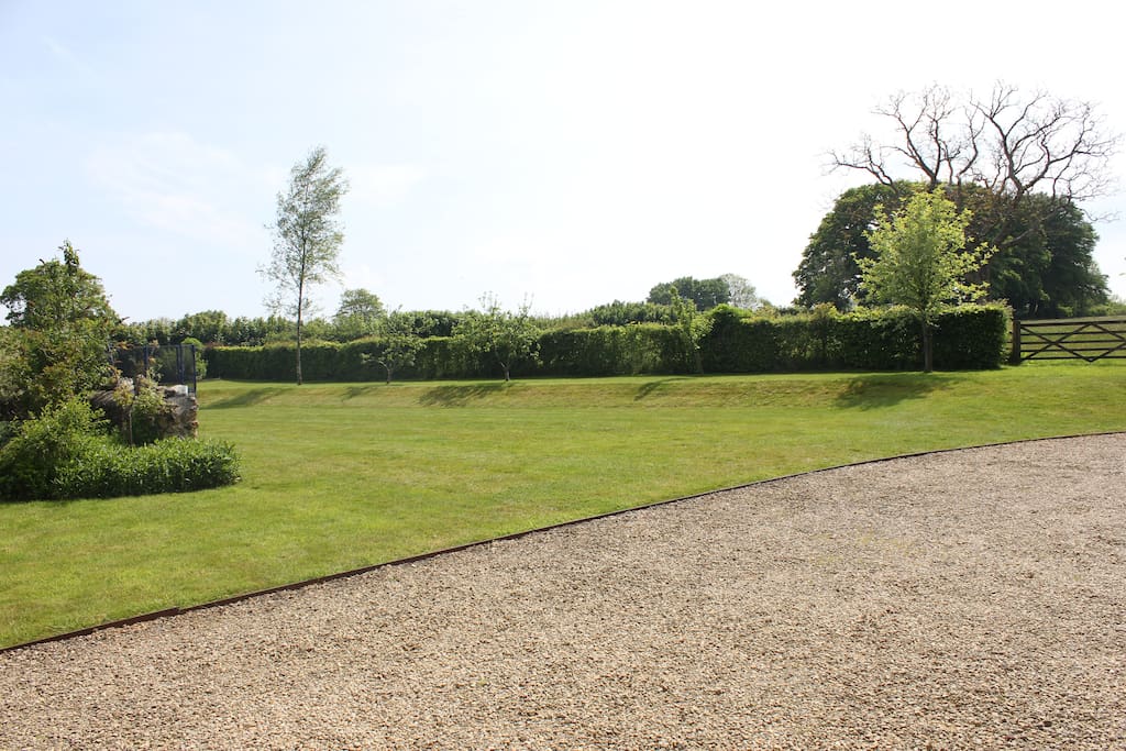 Looking from the cottage to the play area