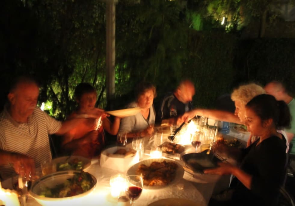 Summer evening bbq on the terrace