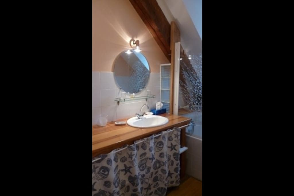 Maison à Gavarnie salle de bain avec baignoire et douche