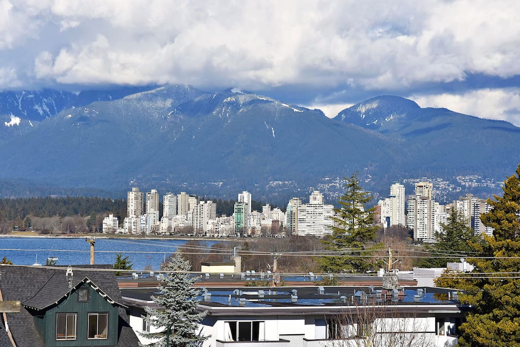 View of Kitsilano Beach, Downtown and North Shore mountains