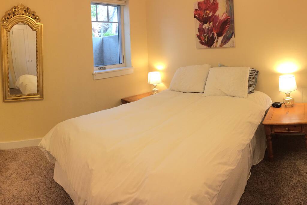 Bedroom with comfy queen bed