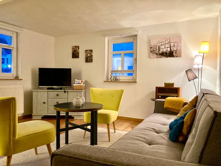 Living room on the ground floor with sofa bed