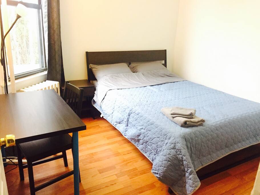New queen bed and working desk