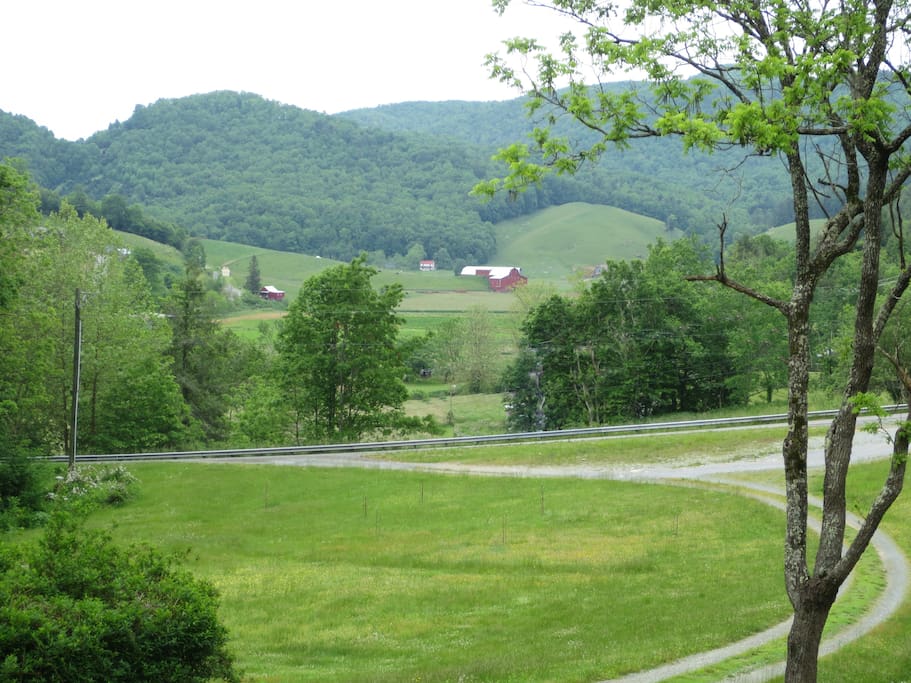 Beautiful valley views! Enjoy this scene from all the huge front windows of the The Ward Farm Cottage
