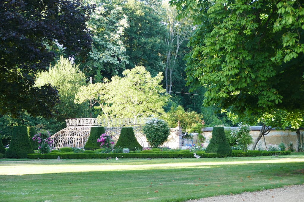 La serre au milieu des rosiers
