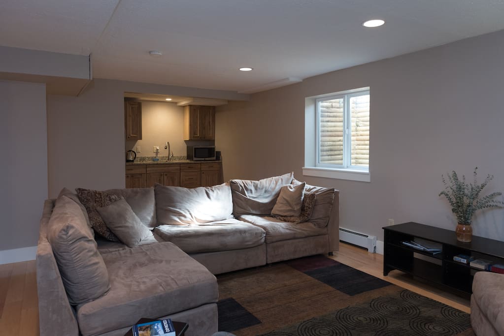 View from the living room toward the kitchenette