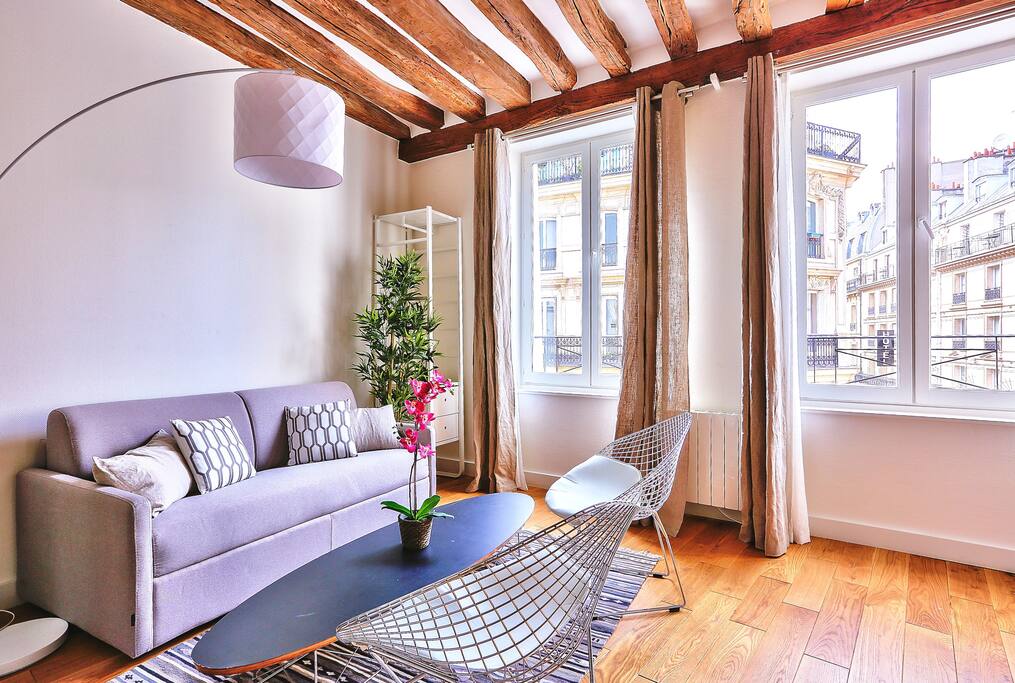 The living room is very sunny and window with double glazing